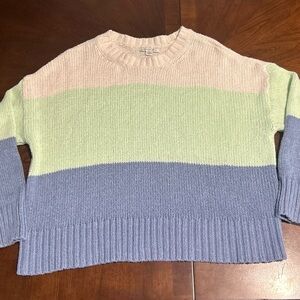 American Eagle Striped Pastel Crewneck Sweater - Women